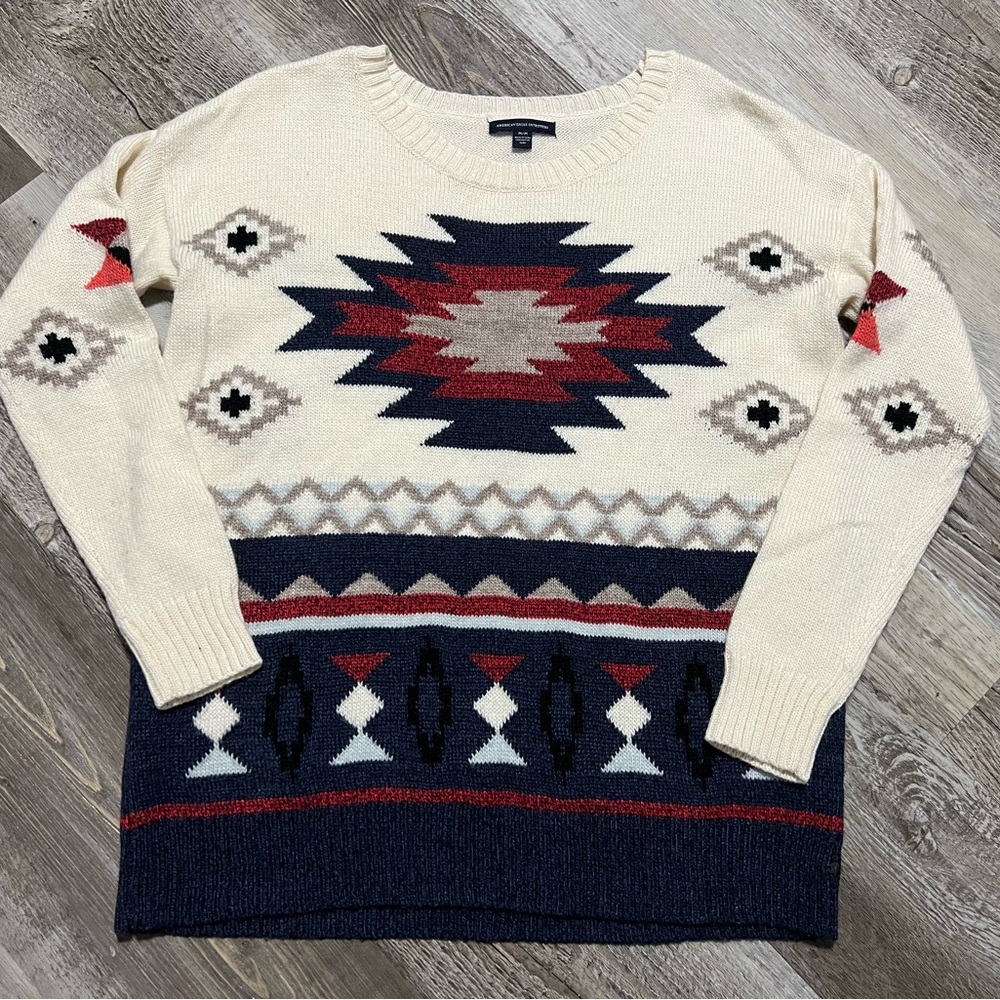 American Eagle Women’s Aztec Long Sleeve Sweater Top